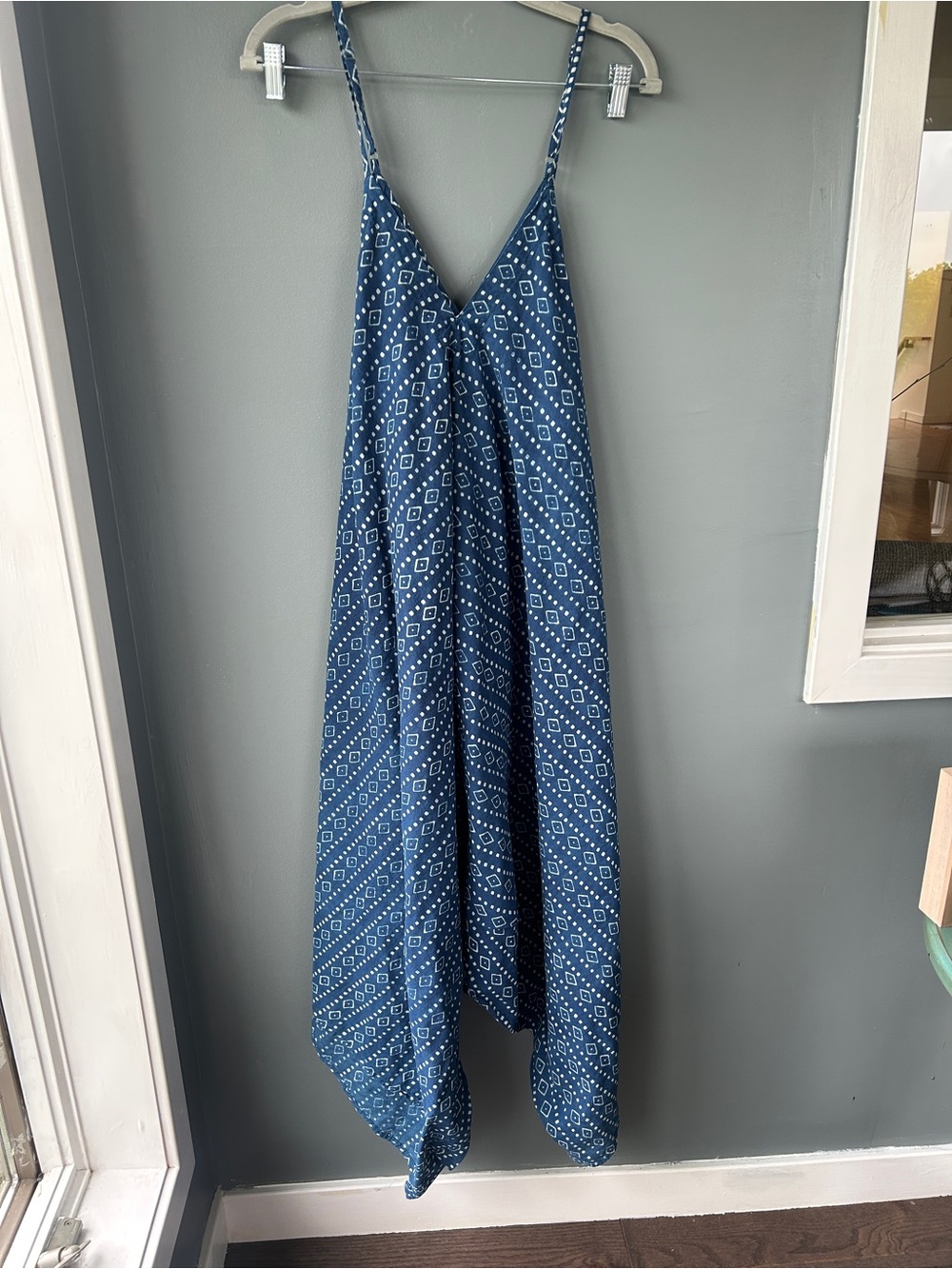 Cost Plus World Market Blue Diamond Print Dress